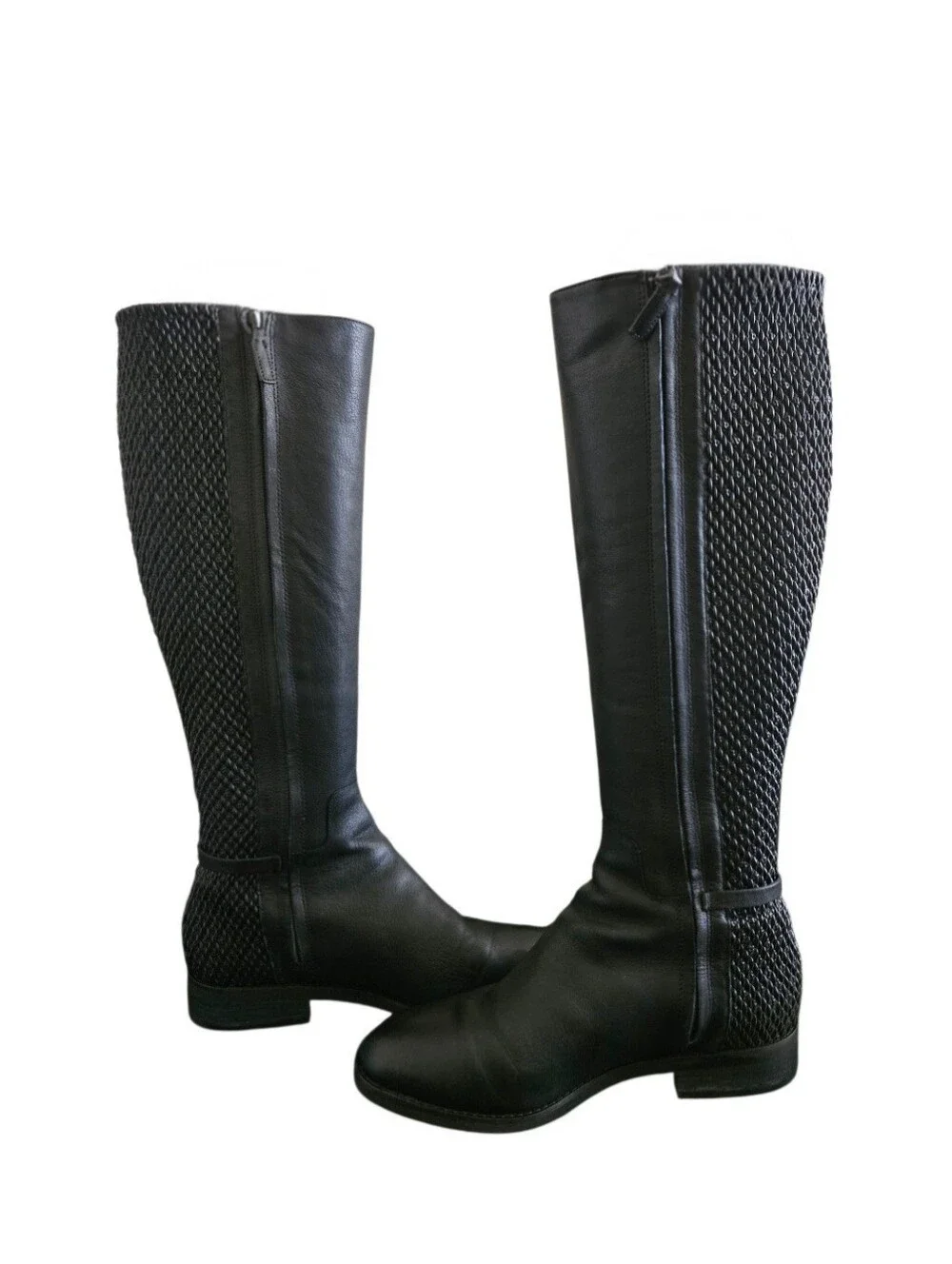 Cole Haan Isabell Stretch Knee-High Black Leather Riding Boots Size 7.5 B